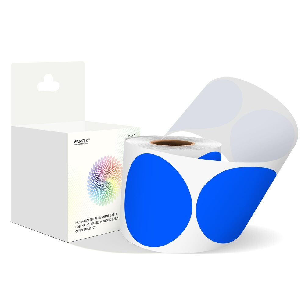 9738 3 Inch Blue Color Code Dot Stickers,500 PCS Round Labels Stickers in
